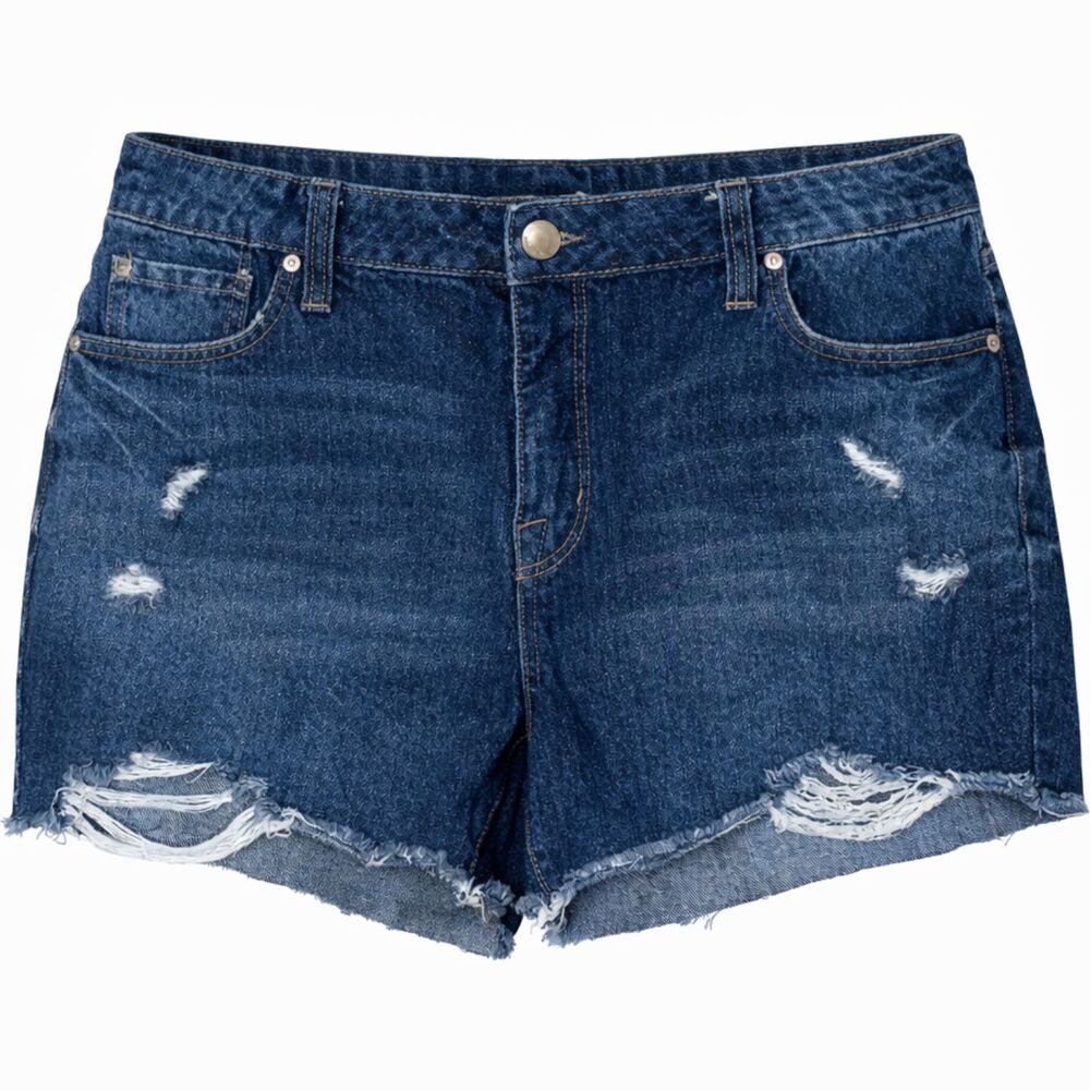SEVEN7 DISTRESSED HIGH RISE CUT OFF CONCERT FESTIVAL EVERYDAY DENIM SHORTS SZ.14